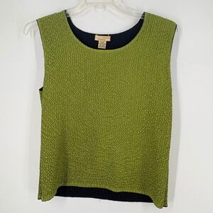 Choices Womens Sleeveless Tank Top‎ Green/Black Textured Reversible Medium